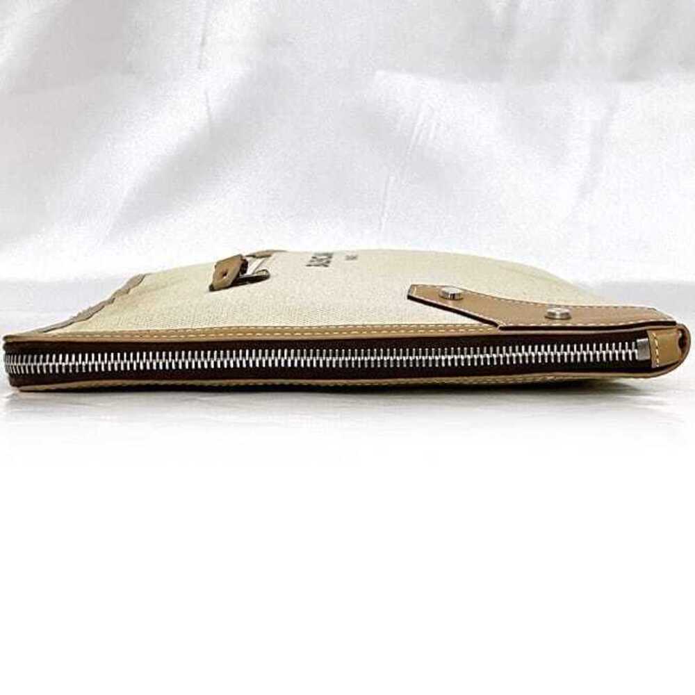 Balenciaga Clutch Bag Beige Handbag Canvas Leather Zipper Logo L - Picture 2 of 10